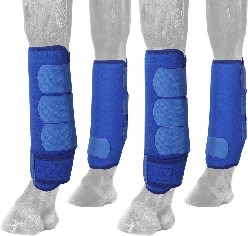 AccompMe Store Medicine Horse Boots Splint Boots for Horses Protective Lower Limb Brushing Boots Front Hind Leg Protection Gear Set of 4 (Blue, Large) - Image 1